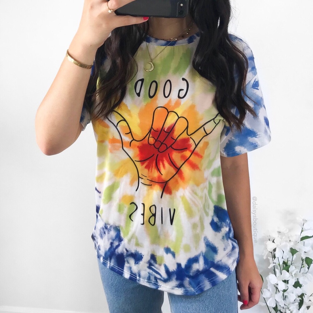 Good vibes colorful tie dye oversized t-shirt - Picture 4 of 4